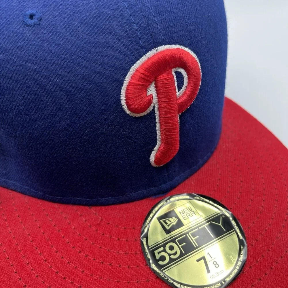 New Era 59fifty Philadelphia Phillies Red & Blue Fitted Cap Hat 7 1/8 MLB - Picture 10 of 10